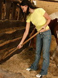 After working in the shed and combing her horse teen girl Tyra has fun using a sex toy - 1