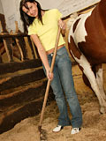 After working in the shed and combing her horse teen girl Tyra has fun using a sex toy - 3