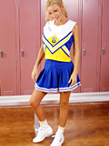 Cheerleader Skylar Hunt with fake tits undresses in locker room - 1