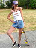 Cool skater girl Victoria poses on skateboard and takes off her clothes to get nude - 1