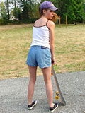 Cool skater girl Victoria poses on skateboard and takes off her clothes to get nude - 3