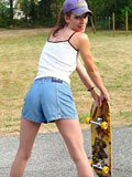 Cool skater girl Victoria poses on skateboard and takes off her clothes to get nude - 4