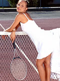 Instead of playing tennis with the balls sexy Marianne plays with her tits and pussy - 1